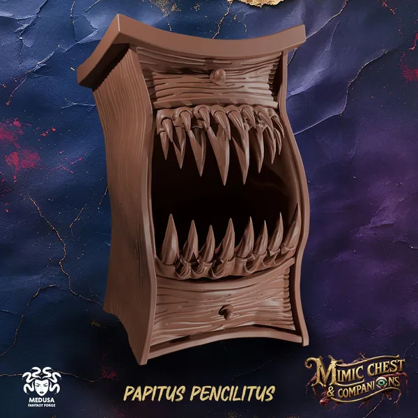 Papitus Pencilitus - Mimic Chest & Companions (Pencil & brush Holder)