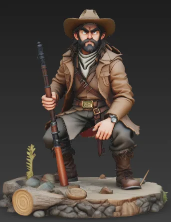 The Grizzled Tracker - Wild West Survivor STL