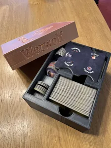 Box and lid for Werwölfe Vollmondnacht / One Night Ultimate Werewolf plus expansions (Vollmondnacht, Morgengrauen, Vampirdämmerung)