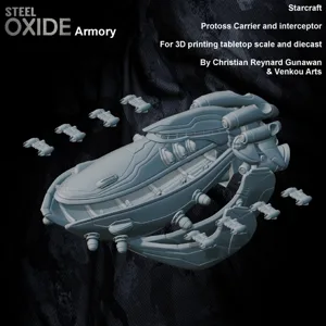 Starcraft Brood War style Protoss Carrier and Interceptor for tabletop miniatures
