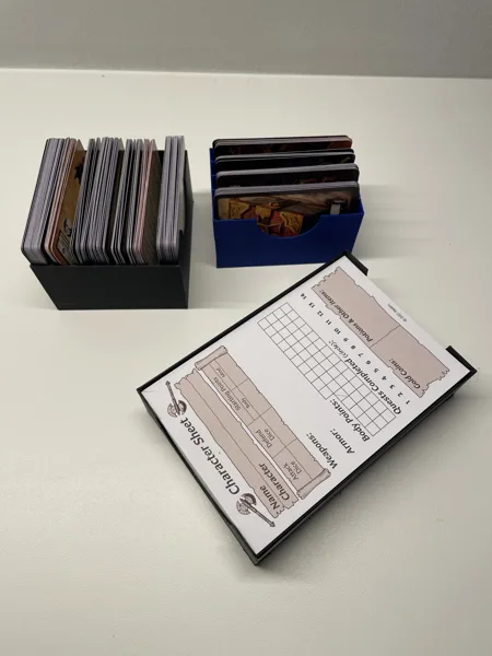 HeroQuest 2021 and Frozen Horror box inserts for game cards and character sheets