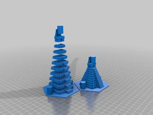 Temple pieces for the board game Tikal (reverse version)