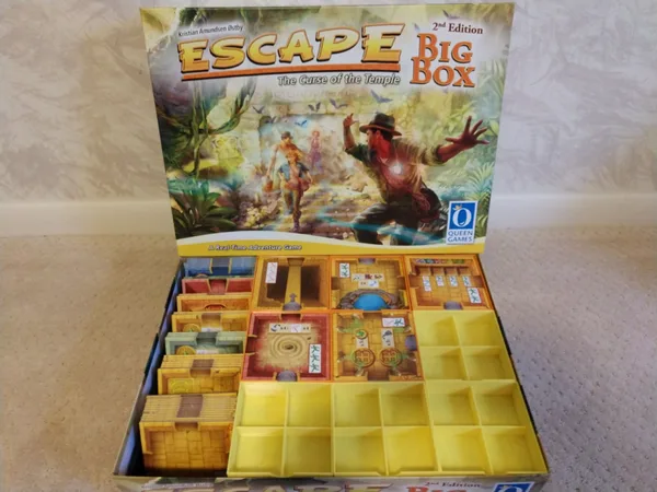 Escape: Curse of the Temple Big Box 2nd edition game Queenie insert and organizer