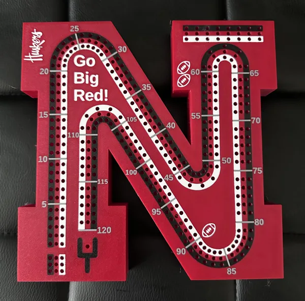 Nebraska "N" Shaped Cribbage Board