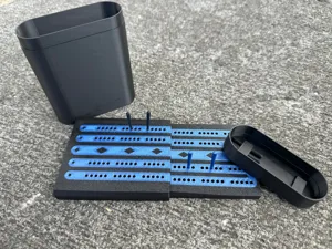 Mini stacking cribbage set - board, case, & pegs