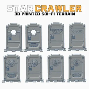 Star Crawler Terrain DELUXE Scifi Doors, NEMESIS, Zombicide - with EZ Print Supports
