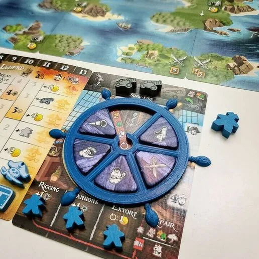 Tiny Epic Pirates Card Wheels and Player Pocket