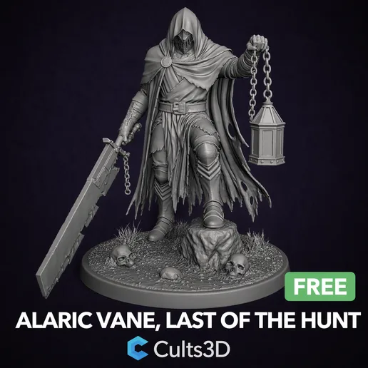 Alaric Vane, Last of the Hunt – Dark Gothic Hunter Miniature (32mm Resin DnD Bloodborne Style)