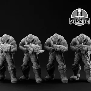 Drone Helmeted Maskless x4 Gears of War OT Miniature STL