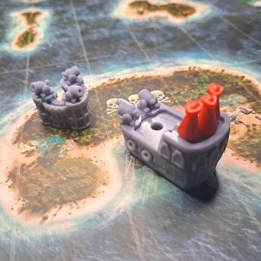 Custom Ship, Cannon, Small & Large Sails, Flag, Fort for "Plunder: A Pirate's Life" Boardgame