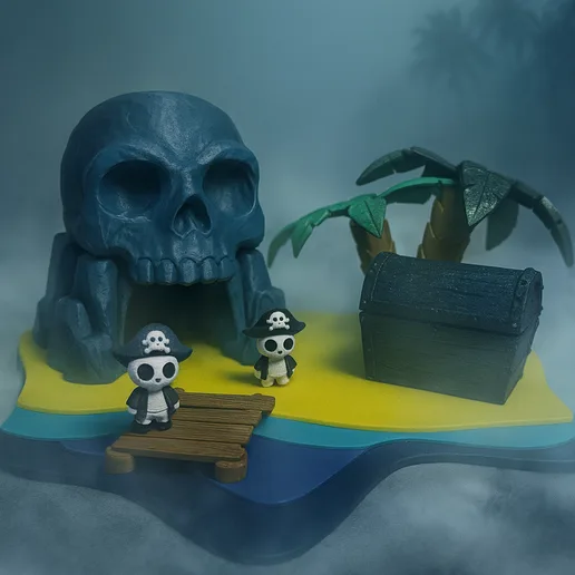 Treasure Island Playset – Modular Pirate Skull Cave & Miniature Base