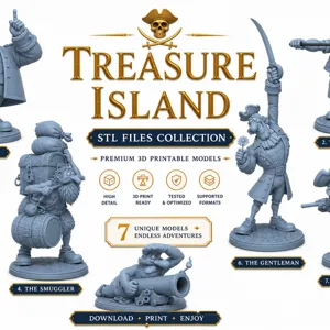 Treasure Island STL Bundle – 7 Pirate Miniatures for 3D Printing