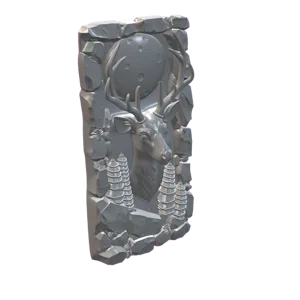 Deer Stag Full Moon Stone Border Evergreen Trees Wall Panel STL CNC 3D Model