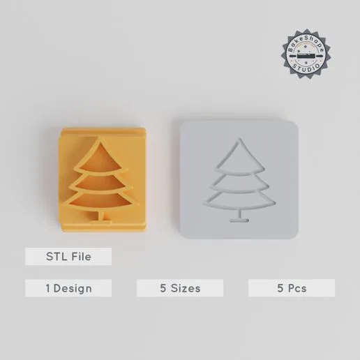 Pine Tree Stamp Tile Set, 5 Sizes, Perfect for Clay, Cookies & Soft Materials, Nature Evergreen Design
