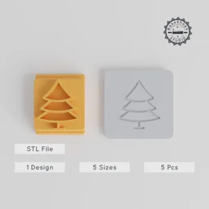 Pine Tree Stamp Tile Set, 5 Sizes, Perfect for Clay, Cookies & Soft Materials, Nature Evergreen Design