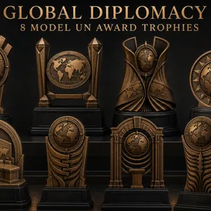 Global Diplomacy Trophy Collection – 8 Model UN Award Trophies