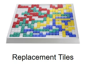 Blokus tiles Green 1x1 and Blue 1x2
