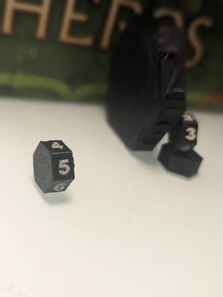 Numbered hexagon dial for Steampunk Rally game piece replacement