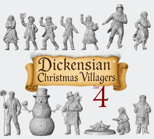 Dickensian Christmas Villagers snow day
