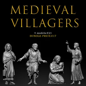 Medieval Villagers – Life & Daily Scenes | 4 Figure Bundle
