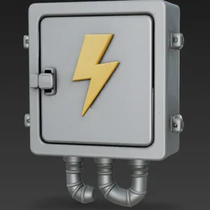 FREE - SMALL FUSE BOX - Industrial Wall Detail - STL + OBJ (4K PBR) - Commercial Use