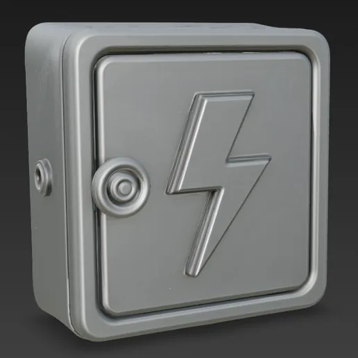 FREE - SMALL FUSE BOX 3 - Industrial Wall Detail - STL + OBJ (4K PBR) - Commercial Use