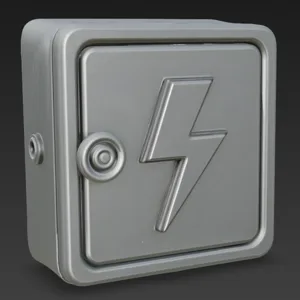 FREE - SMALL FUSE BOX 3 - Industrial Wall Detail - STL + OBJ (4K PBR) - Commercial Use