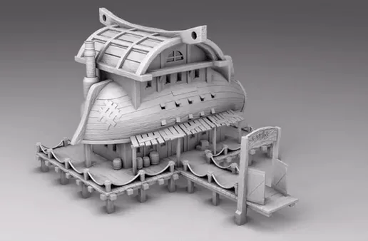 Pirate Island Architecture - Waterside shipyard