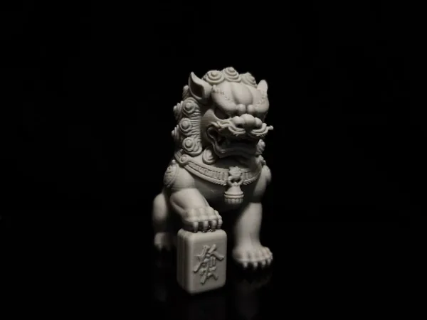 stone lion on mahjong tiles