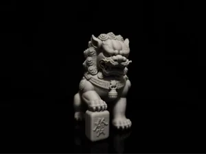 stone lion on mahjong tiles