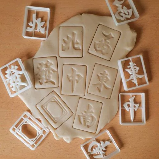 7 mahjong tiles for cutting dough, clay, cookies and more