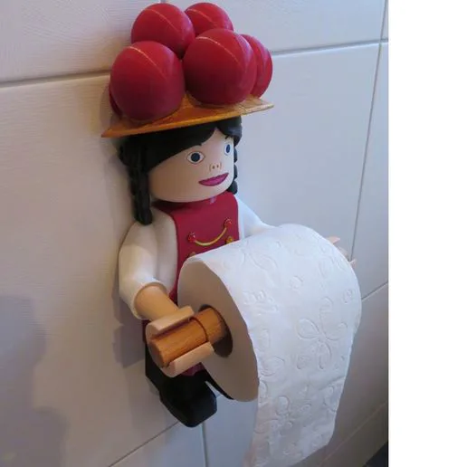 TOILET PAPER HOLDER, black forest girl with a bolla hat