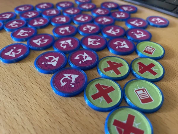 Token sleeves for The Thing Boardgame acrylic blood sample tokens