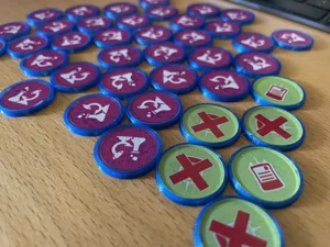 Token sleeves for The Thing Boardgame acrylic blood sample tokens