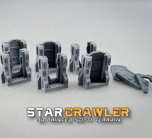 Star Crawler Terrain Scifi Doors, Zombicide Invader, Nemesis, Space Hulk - with EZ Print Supports