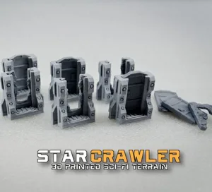 Star Crawler Terrain Scifi Doors, Zombicide Invader, Nemesis, Space Hulk - with EZ Print Supports
