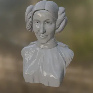 Rebel princess bust, superheroine, sculpture, shelf decoration, gamer gift, headphone stand, desk gift