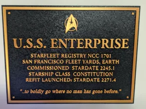Star Trek - Enterprise 1701 Refit - Builder Plaque