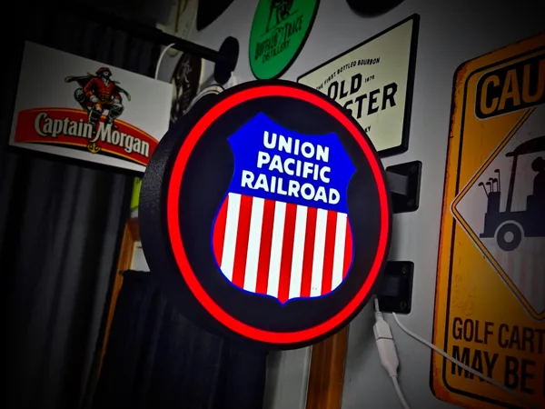 Union Pacific ~ Shield 2-Sided LED Light Wall Sign