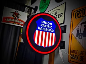 Union Pacific ~ Shield 2-Sided LED Light Wall Sign