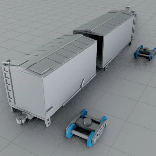 Union Pacific boxcar and Reefer Train 3D train model