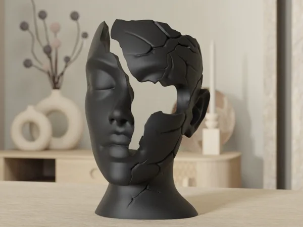 Echo of the Mind – Minimalist Fractured Sculpture