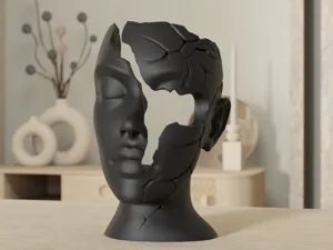 Echo of the Mind – Minimalist Fractured Sculpture