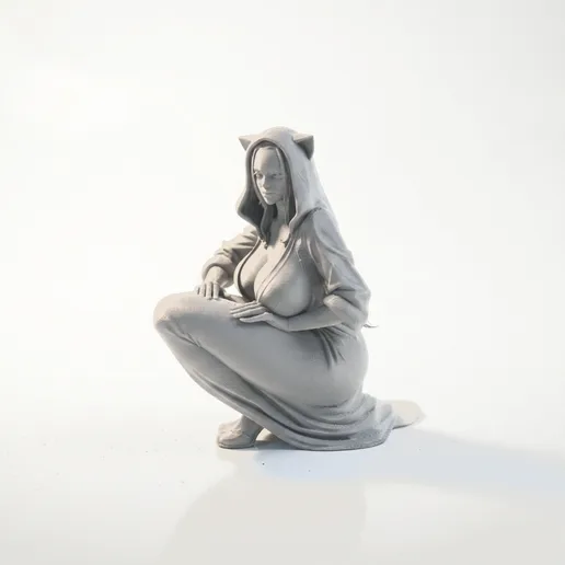 Cat Lady Hooded Figure Female Statue 3D Printable