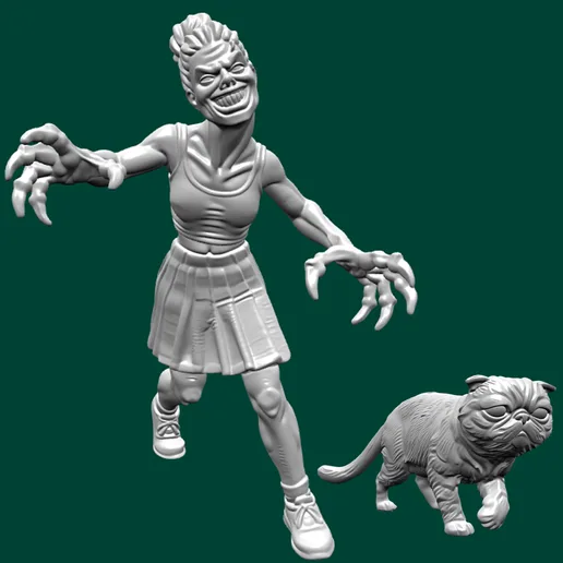 Cat Lady & Cat - No, I'm Not Human - Tabletop D&D Zombicide/Call of Cthulhu/Rpg Miniature