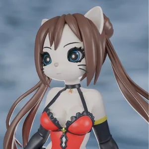Sexy Cat Lady in Red Dress 3D Anthropomorphic Cat Figure