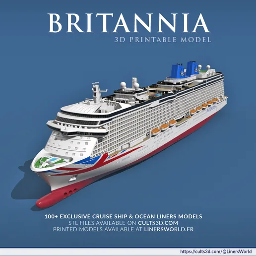 P&O BRITANNIA cruise ship print ready model