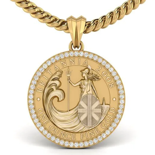 2008 1oz Britannia Bullion Coin Diamond Pendant