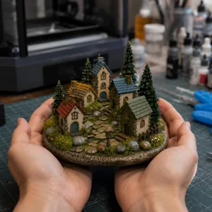 Fairytale Cottage Garden Diorama STL | Miniature Village Terrain 3D Model | RPG Tabletop & Display Piece