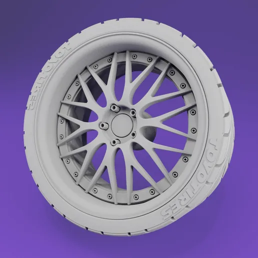 Rays Black Fleet Style - scale model wheel set - 19-20" - rim and tire